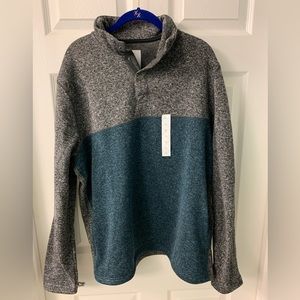 Sonoma Kohl’s Size XL Mens Color Block Snap Neck Sweater NWT Grey Teal